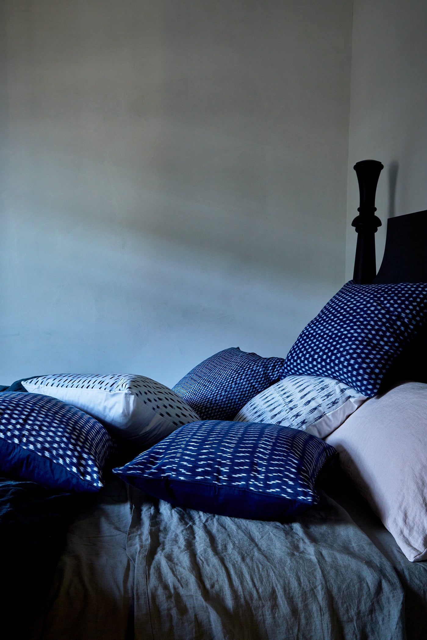 Blue ikat lumbar best sale pillow